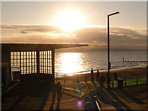SZ1191 : Boscombe: winter sun reflecting in Poole Bay by Chris Downer