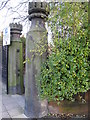 Gateposts and a bench mark in Hope Street