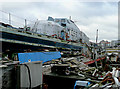 Military houseboat at Shoreham Beach, West Sussex