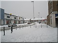 Looking from Park Parade into a snowy Somborne Drive