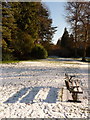 Bournemouth Gardens: shadow of bench on snow