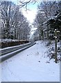 A winter landscape on the B4194 road at Hawkbatch on its way to Buttonoak