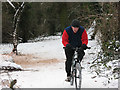 Mountain biker in the snow