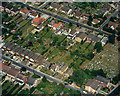 Aerial view of the High Road, Elm View Road and Benfleet Cemetery