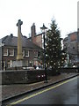 A wet day by the war memorial