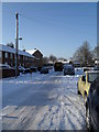 Freshly gritted road in High Lawn Way