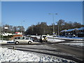 Junction of Middle Park Way and a snowy Petersfield Road