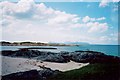 NM6476 : Smirisary beach - looking northwest towards Rum and Eigg by Richard Law