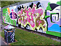 Graffiti wall near the skate park, Calder Holmes Park