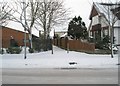 Looking from Court Lane across to a snowy Mulberry Path