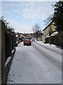 A snowy pavement in East Cosham Road