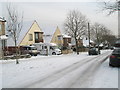 Snow covered homes in Penrhyn Avenue