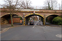 SP3065 : Looking east at the three-arch railway viaduct on Warwick New Road by Andy F