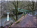 Footbridge and pipe over the River Irwell