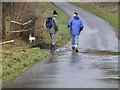 Intrepid explorers crossing the ford on the Deene road