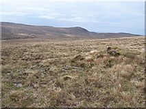 NC2565 : Peat covered cairn on featureless moorland hillside in Strath Chailleach by Nick Lindsay