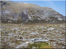 NC4534 : Rocky surface of the bealach between Bad a' Bhacaidh and Creag Dubh Mor. by Nick Lindsay