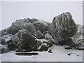 SJ9769 : Ice coated rocks at the summit of Shutlingsloe by Colin Park