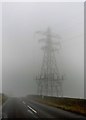 Pylon in the fog from Tewitt Lane, Bradford