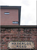 SJ3391 : Waterloo Road sign, and dockside apartment by John S Turner