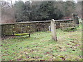 Seats ancient and modern in the churchyard at St Matthew, Blackmoor