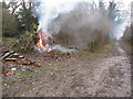 Bonfire on bridleway near Rapkyns