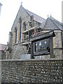 Scaffolding on the east wall at St Andrew the Apostle