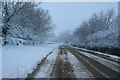 Snowy road near Eaton