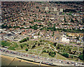 Aerial view of Southend seafront: western Clifftown and the Pavilion