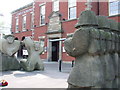 Statue commemorating the 1842 Plug Plot Riots outside the Corn Exchange, Preston