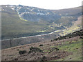 Looking down the Horseshoe pass to the A542 lower section at Oernant