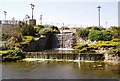 Waterfall at roundabout