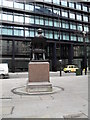 Rear of the statue of George Peabody between Cornhill and Threadneedle Street