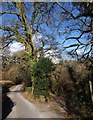 Footpath leaving lane near Lustleigh