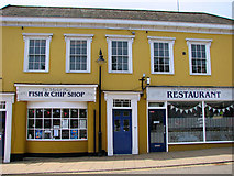 TM1179 : Diss - fish & chip shop and restaurant on Market Place by Evelyn Simak