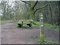 SO8281 : Way markers & a bench in Kingswood Park by Row17