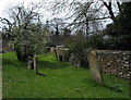 Gravestones alongside St Lawrence church