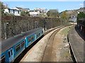 Class 150 train leaves Pontypridd station going north