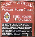 Notice at Minnigaff Church entrance, Newton Stewart