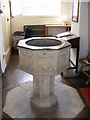 TM2665 : Font of All Saints Church, Saxtead by Geographer