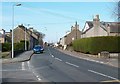 View west to the crossroads along Stryd Madog Street