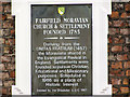 SJ9097 : Fairfield Moravian Settlement (wall plaque) by David Dixon