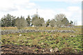 Farm buildings hidden in the trees