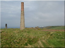 SW3634 : Levant Mine chimneys by Philip Halling