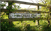J4793 : McCreas Brae sign, Whitehead by Albert Bridge
