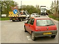 Large lorry lumbers over little Taw Bridge