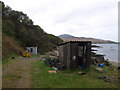 Huts on the coast at Bunnahabhain