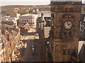 Sheffield: the Town Hall clock and Surrey Street