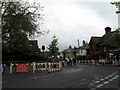 Temporary traffic lights in Downe village centre