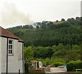 Smoke from hillside forest fire above Wattsville